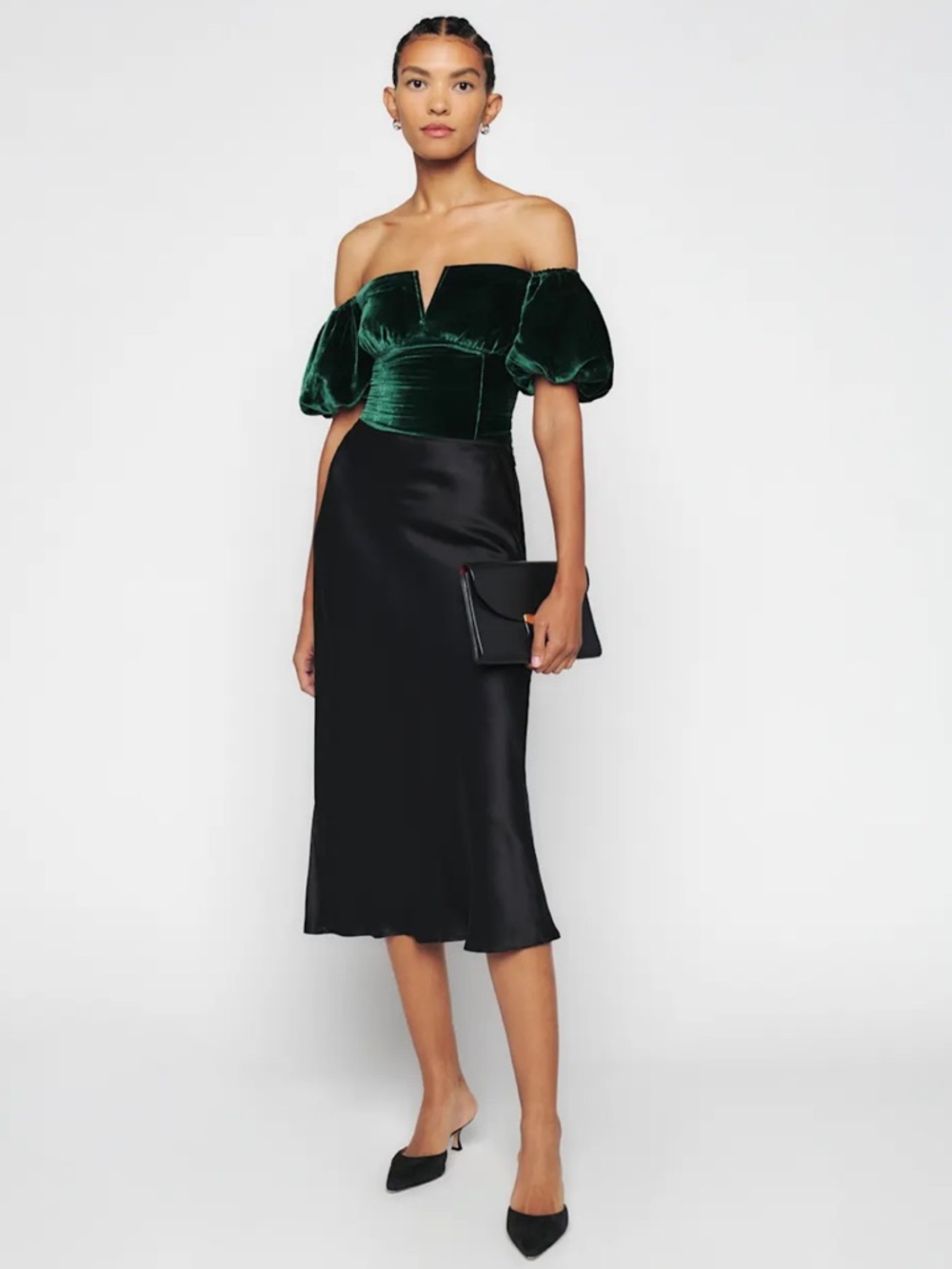 Reformation Amina Velvet Top Forest - Size 4